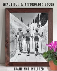 Sexy Women Skiing Poster 11×14 Unframed Vintage Retro Ski Lodge Wall Art Print