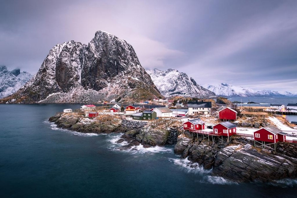 Reine Rorbuer Ocean Fishing Village Lofoten Norway Photo Art Print Poster 24×36