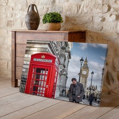 London Red Telephone Booth and Big Ben Clock Tower Urban Canvas Wall Art Print