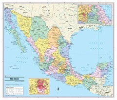 Cool Owl Maps Mexico Wall Map Poster – paper 35″x30″