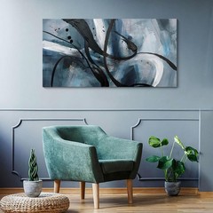 Abstract Canvas Wall Art Black And White Graffiti Lines Simple Art Modern Abs…