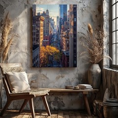 Wall Art New York City Canyon Canvas Architectural Contrast & Vertical Skyline