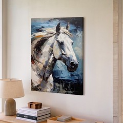 Wall Art Windswept White Horse Canvasabstract & Expressive Equestrian Art