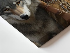 Native American Woman And Wolf Canvas Wall Art Autumn Forest Tribal Decor Print