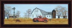 AUTUMN ON THE FARM by Billy Jacobs 12×28 Pumpkins Old Truck Barn Farm FRAMED ART