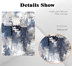 3 Pcs Navy Blue Abstract Canvas Wall Art Modern Minimalist Neutral White Blue…