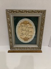 Inspirational Matted Oval Print Ornate Frame Wall Decor 13.5×11.5” Vintage Homco