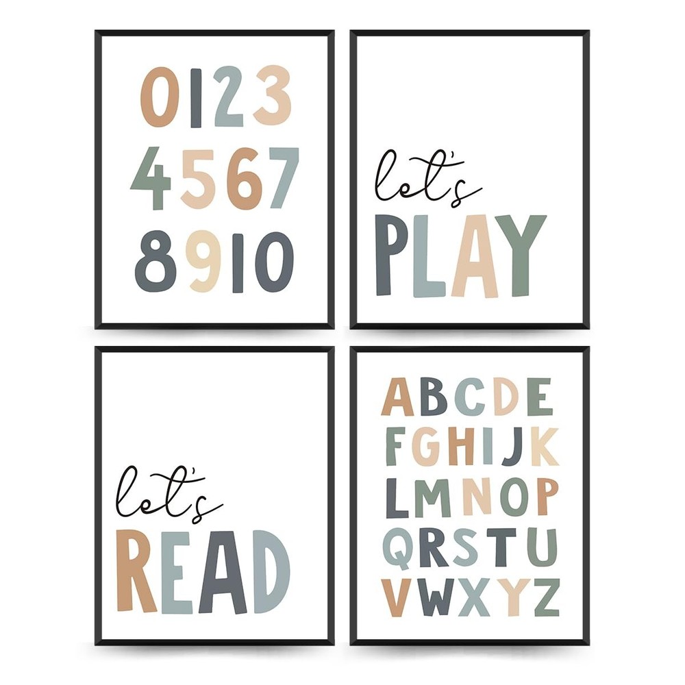 Let’s Play Read Wall Art Set of 4, Educational Posters, Montessori Classroom …