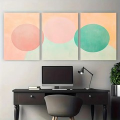 3pcs Peach Mint Green and Pink Zen-Inspired Wall Art Canvas Unframed/Framed