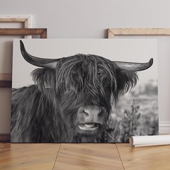 Highland Cow Scottish Cattle and Yaks Farm Animals Canvas Wall Art Print