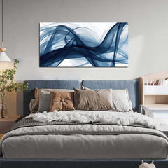 Modern Blue and White Abstract Wall Art for Bedroom and Office, 24″ x 48