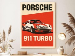 Vintage Porsche 911 Poster – Classic Car Print, Minimalist Wall Art Gift for Him