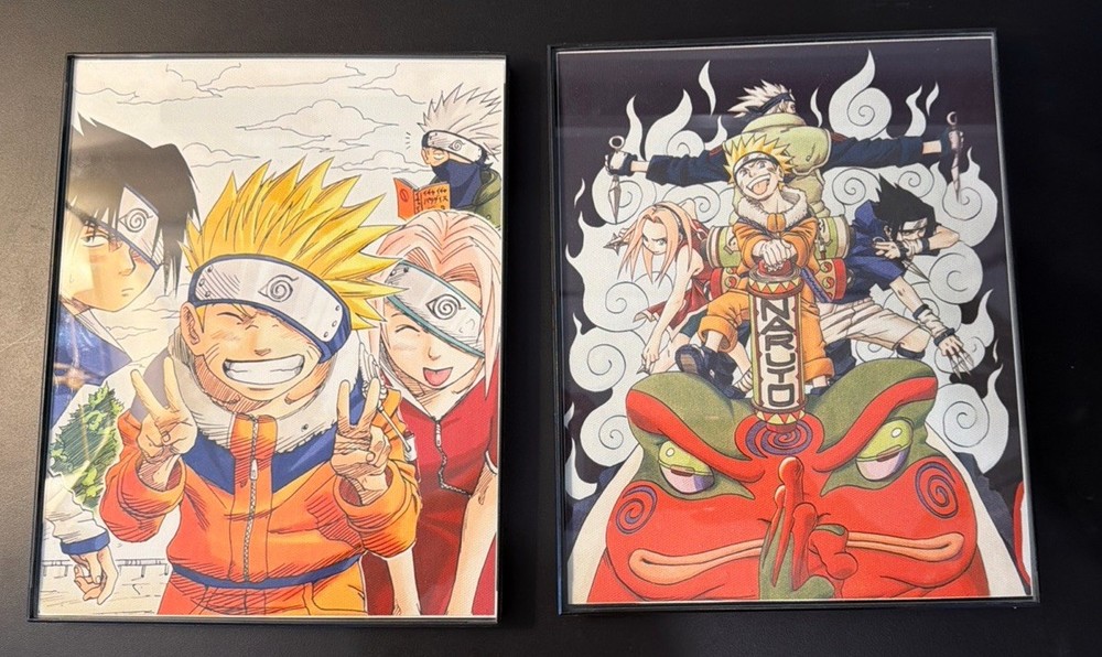 Naruto Framed Vinyl Print Canvas Wall Art (2) 8×10 Inches