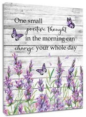 Inspirational Quotes and Purple Butterfly Canvas Wall Art Lavender Floral wit…