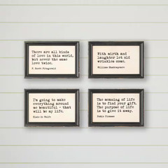 4 Piece Framed Typography Inspirational Quotes Poster 6 In. H X 9 In.