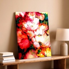 Canvas Floral Watercolor Painting Pink White Blossoms Abstract Room Home Print