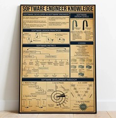 Software Engineer Knowledge Poster, Computer Science Wall Decor, Noframe