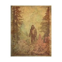 Vintage SASQUATCH BOTANICAL Wall Art, Bigfoot Flower Decor, Cryptid Nature Yeti
