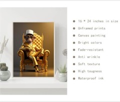 Funny Orangutan Wall Art Pictures Morden Boss Monkey Print Wall Decor 12″ X 16″