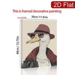 Framed Canvas Cool Gentleman Duck Retro Portrait 2D Flat Home Wall Decor Gift