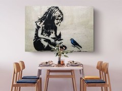 Banksy Girl With Blue Bird – Canvas Ready-To-Hang Wall Art Canvas Print