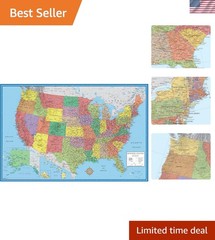 24×36 Classic Elite USA Political Wall Map – Laminated for Durability