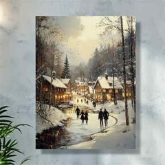 Framed Canvas Children Ice Skating In Snowy Wall Art – Perfect for Living Room