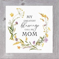 «My Greatest Blessings Call Me Mom» – Framed Floral Wall Art Gift for Mom