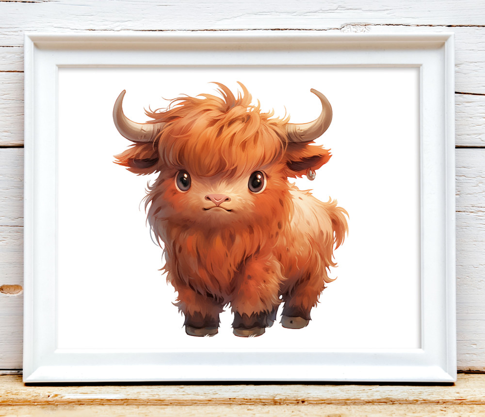 Cow Wall Art Print, Cute Highland Cow Wall Art Print, Farmhouse Decor #42