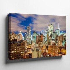 New York City Skyline Night View Canvas Wall Art Urban Landscape Decor Print