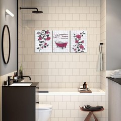 Pink Bathroom Wall Art Decor Hot Pink Floral and Bathtub Bathroom Pictures Pa…