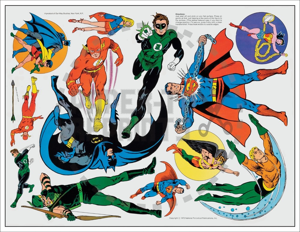 DC SUPER HEROES – JUSTICE LEAGUE STICKER DECAL SHEET – REPRINT