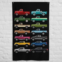 Evolution of Ford Trucks F Series 1948-2021 F150 Garage Man Cave Banner 56×34.5″