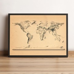 World Map in old style, World 2D Relief Map, World Vintage Map – 2D Flat