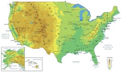 USA Elevation Map GLOSSY POSTER PICTURE PHOTO PRINT BANNER 12125