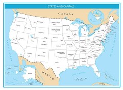 USA Capitals State Capital Map GLOSSY POSTER PICTURE PHOTO PRINT BANNER 12120