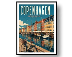 Copenhagen Travel Poster Print Vintage Denmark Wall Art Retro Scandinavian
