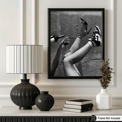Champagne Print – Fashion Poster – Sneakers & High Heels Art – Black and Whit…