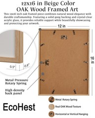Abstract Wall Art Japandi Minimalist Home Decor Neutral Beige Oak Frame 12×16