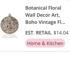 Botanical Floral Wall Decor Art Canvas Round Embroidery Hoop Frame 10 Inch