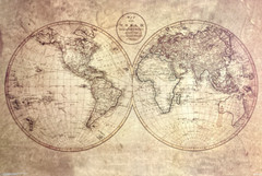 Old World Map Poster Capt. Cooks Tracks 24×36 Antique Educational Wall Chart New