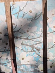3-Panel Multi-Part Floral Canvas Wall Art, Blue & White Flowers, Vertical