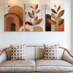 3 Pieces Abstract Earth Tones Large Wall Art Set for Living Room Set Of 3