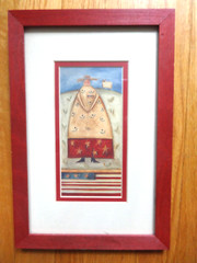 BERNADETTE MOOD FRAMED PRIM AMERICANA COUNTRY PATRIOTIC WOMAN FLAG 8″x12″ VGUC