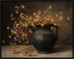 Rustic Dark Floral Autumn Wall Art – Moody Vintage Botanical Print – French