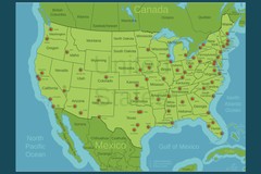 United States Major Cities Map Classroom Reference Art Print Poster 18×12