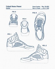 Classic Basketball Sneakers Patent Prints, 4 (8×10) Art Decor Home Work Office
