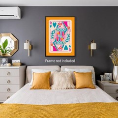 XMOPNITIN Pink Orange Poker Poster Queen Of Hearts Playing Card Wall Art Tren…