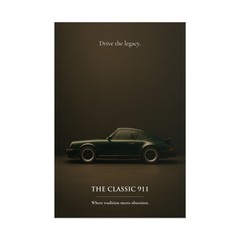 Porsche 911 Green Poster – Classic Racing Sports Car Wall Art Print Garage Decor