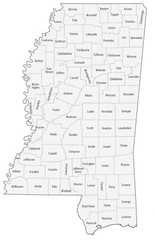 Mississippi County Map GLOSSY POSTER PICTURE PHOTO PRINT BANNER 12026